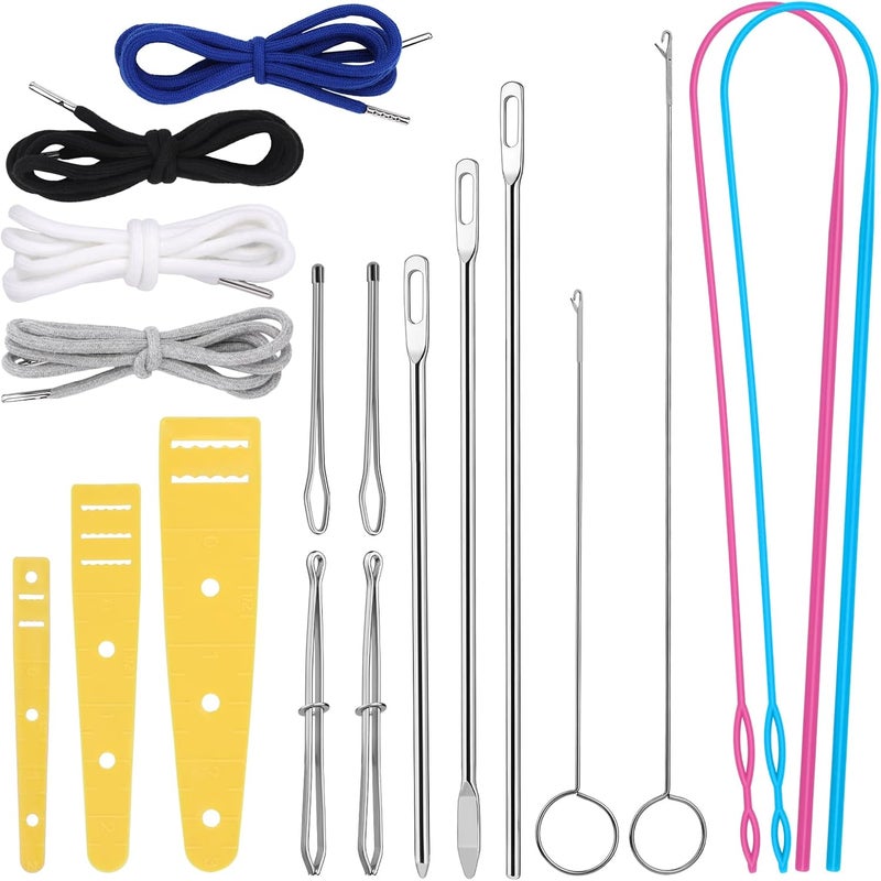 Fedmut Drawstring Threader Tool Set 18PCS with Loop Turner, Bodkin Sewing Tool, Elastic Threader and Hoodie String Drawstring for Jacket, Pants, Sportswear and Hat Threading - Image 1